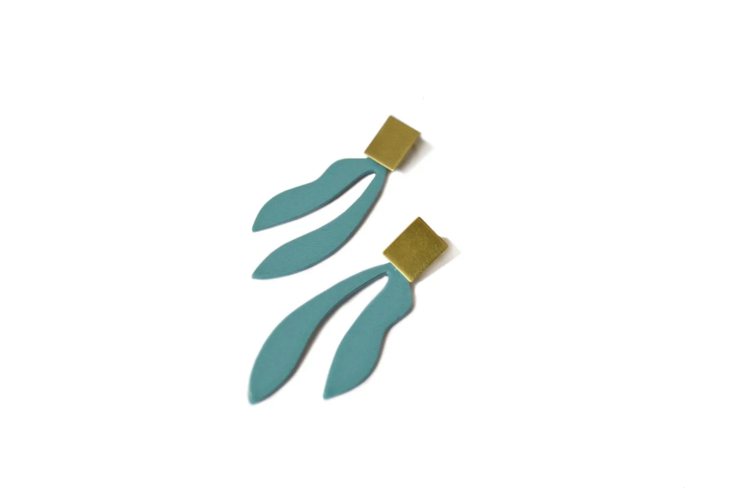 Natalie Joy Palm Earrings (Vintage Teal & Brass)