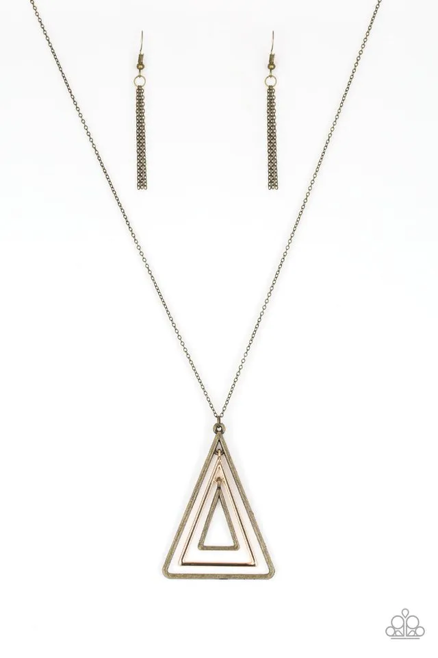 Paparazzi Necklace ~ TRI Harder - Brass