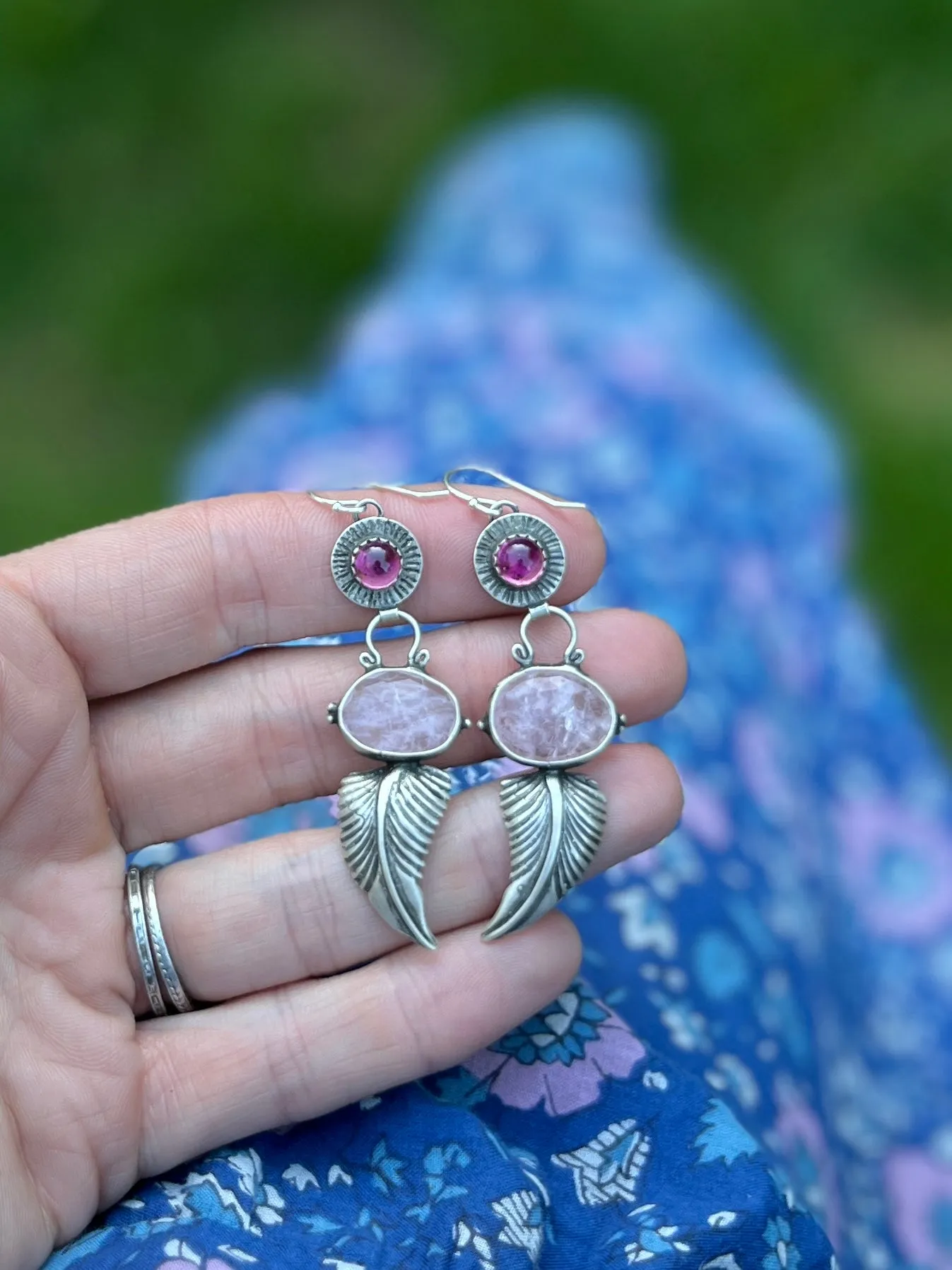 Pink Tourmaline and Morganite Statement Earrings