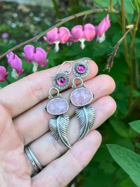 Pink Tourmaline and Morganite Statement Earrings