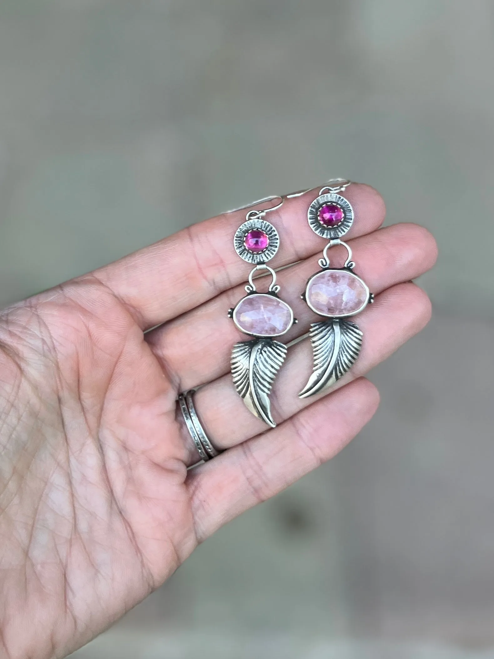 Pink Tourmaline and Morganite Statement Earrings