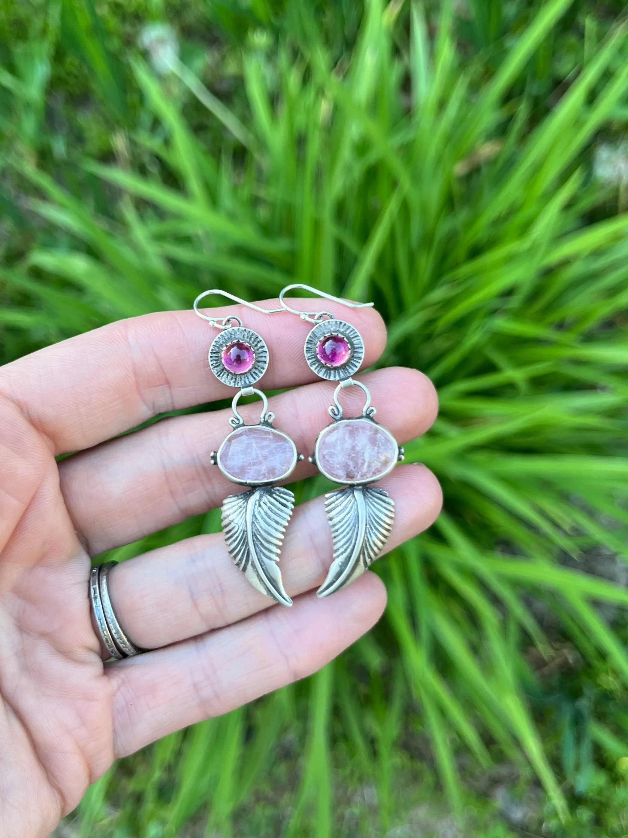 Pink Tourmaline and Morganite Statement Earrings