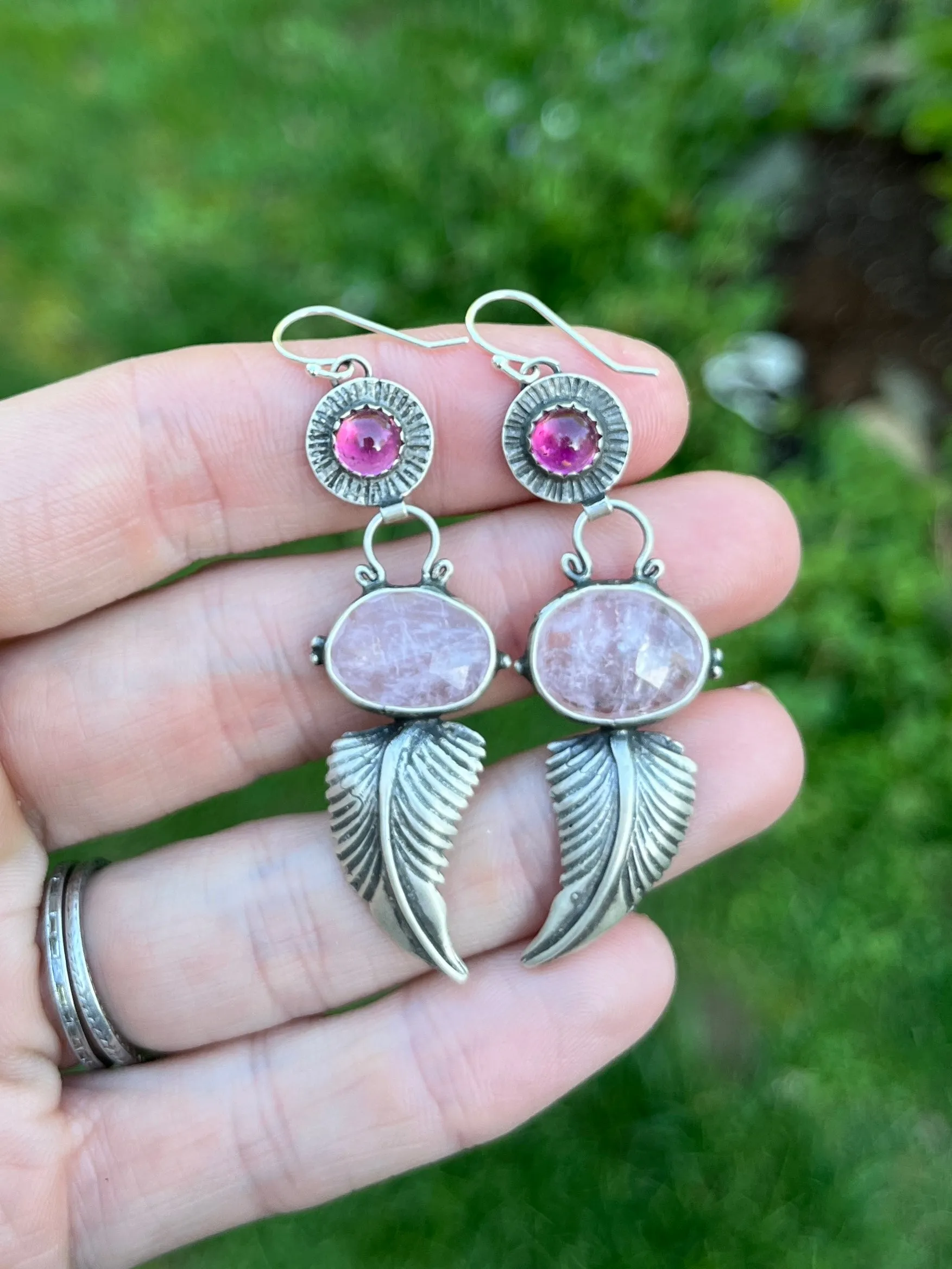 Pink Tourmaline and Morganite Statement Earrings