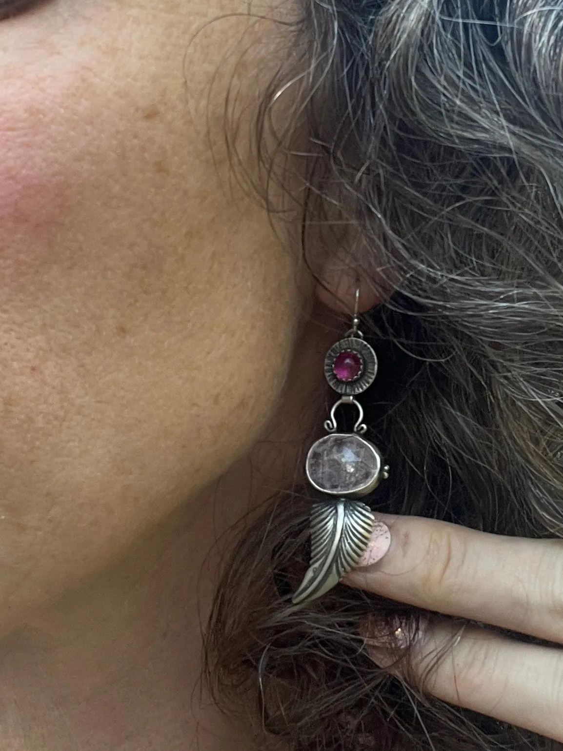 Pink Tourmaline and Morganite Statement Earrings