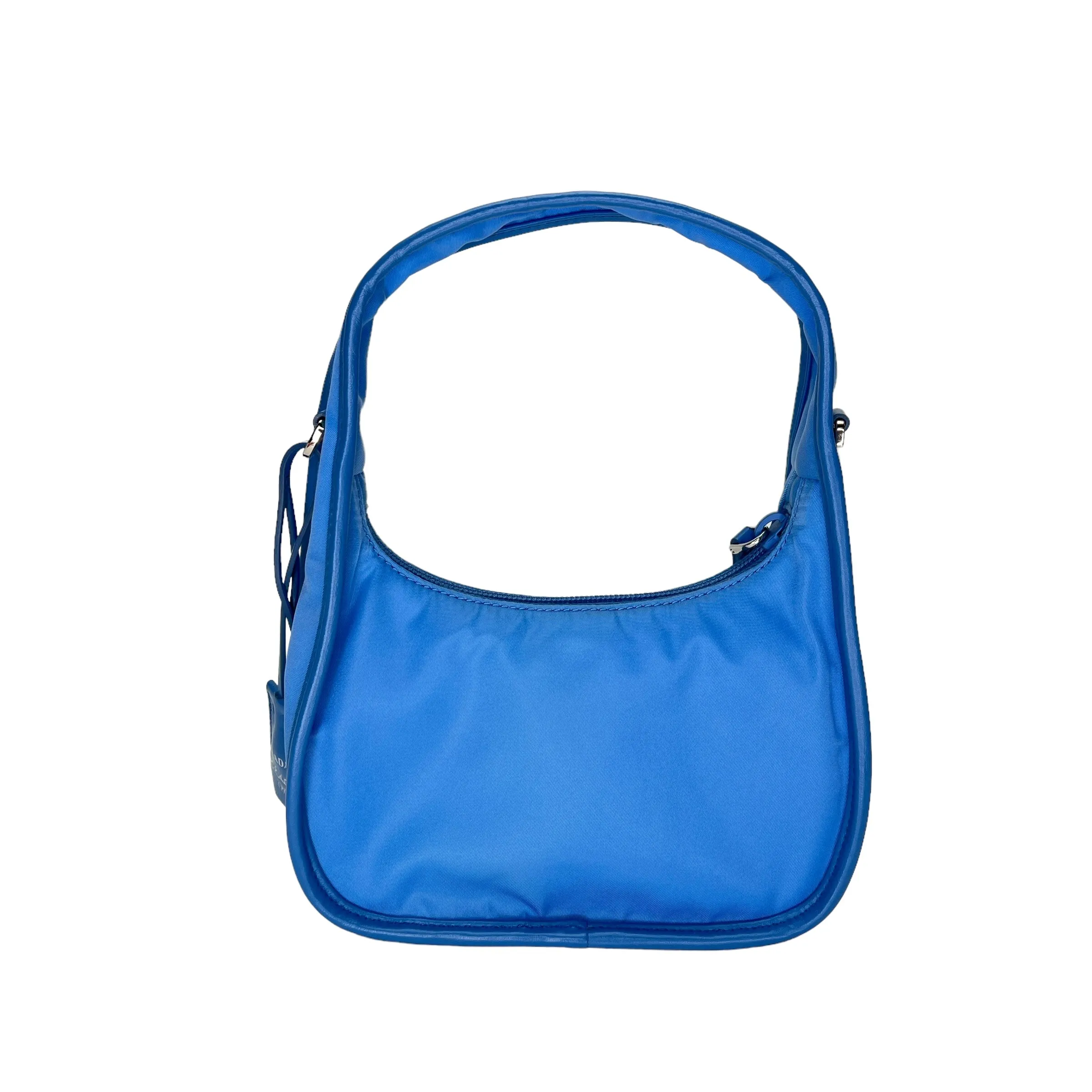 Re-Edition Blue Crossbody Bag in Re-Nylon, Silver hardware