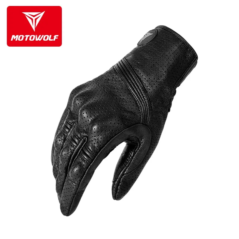 Real Leather Motorcycle Gloves Waterproof Windproof Winter Warm Summer Breathable Touch Operate Guantes Moto Fist Palm Protect