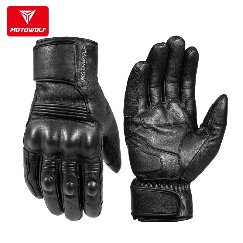 Real Leather Motorcycle Gloves Waterproof Windproof Winter Warm Summer Breathable Touch Operate Guantes Moto Fist Palm Protect