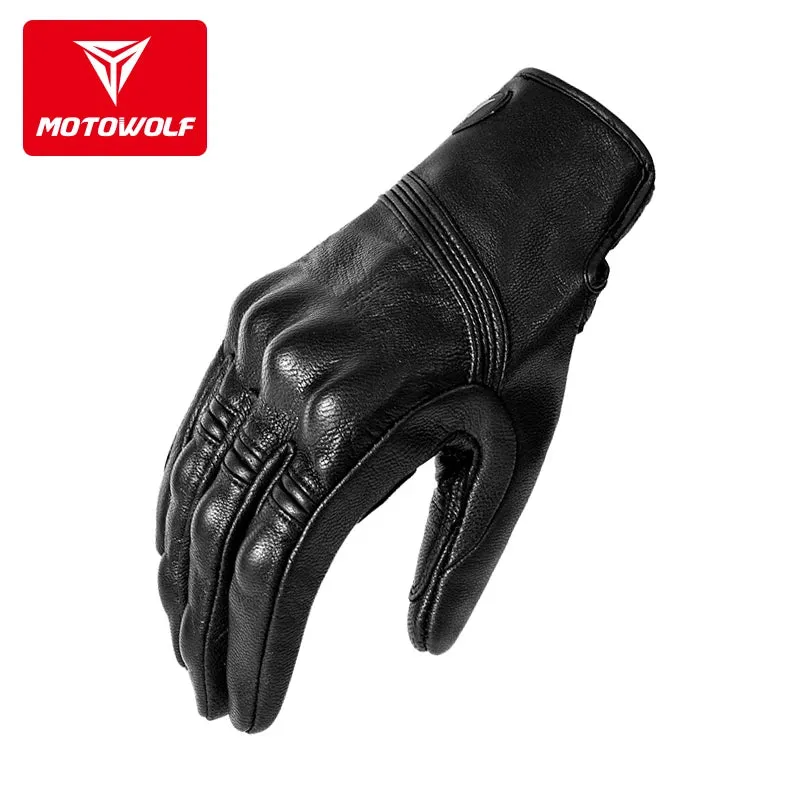 Real Leather Motorcycle Gloves Waterproof Windproof Winter Warm Summer Breathable Touch Operate Guantes Moto Fist Palm Protect