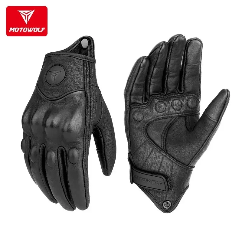 Real Leather Motorcycle Gloves Waterproof Windproof Winter Warm Summer Breathable Touch Operate Guantes Moto Fist Palm Protect