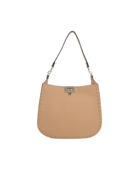 Rockstud Grainy Leather Hobo Bag