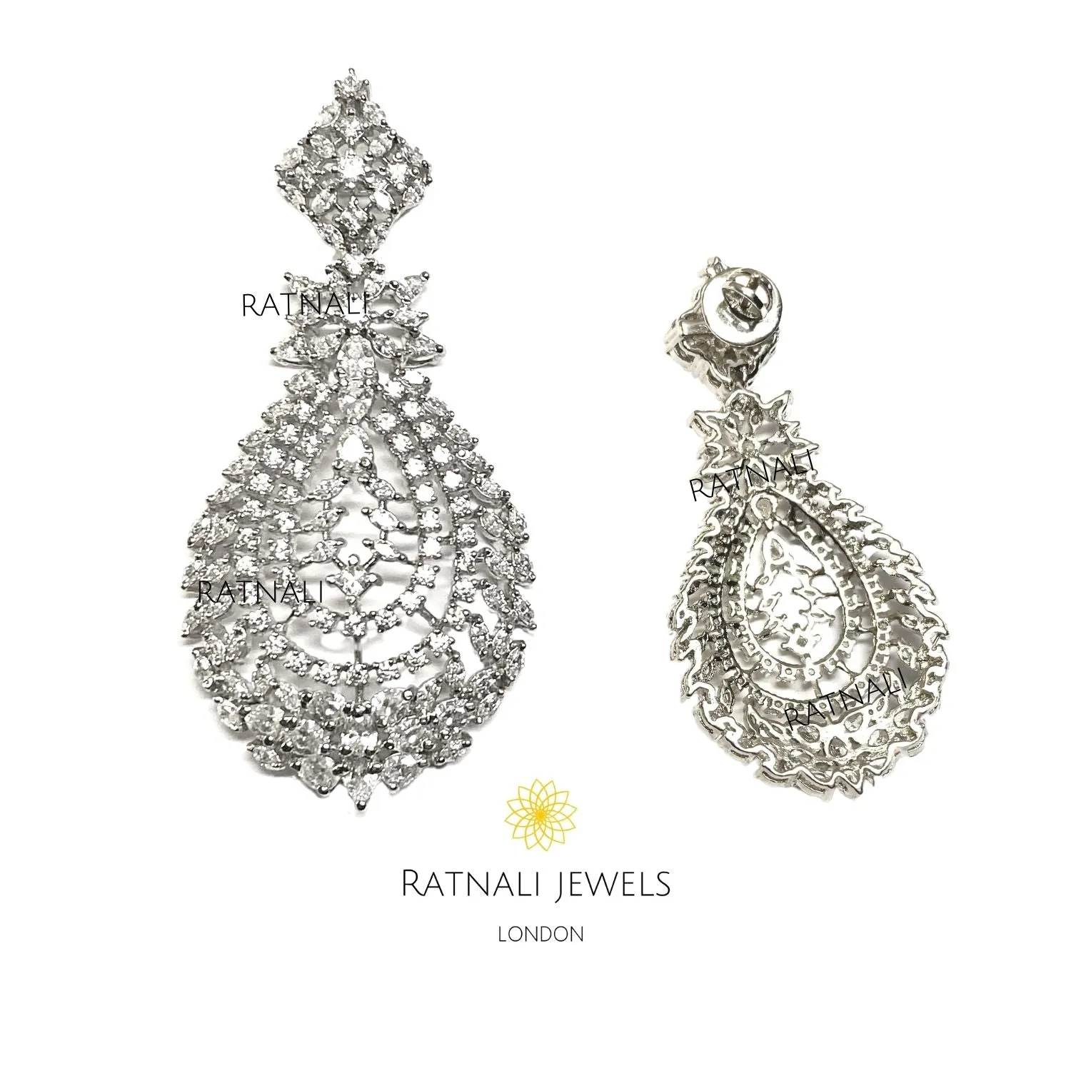 Selene | Simulated Diamond Chandelier Earrings in Real Silver