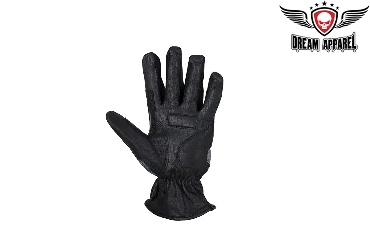 Silver Leather Riding Gloves