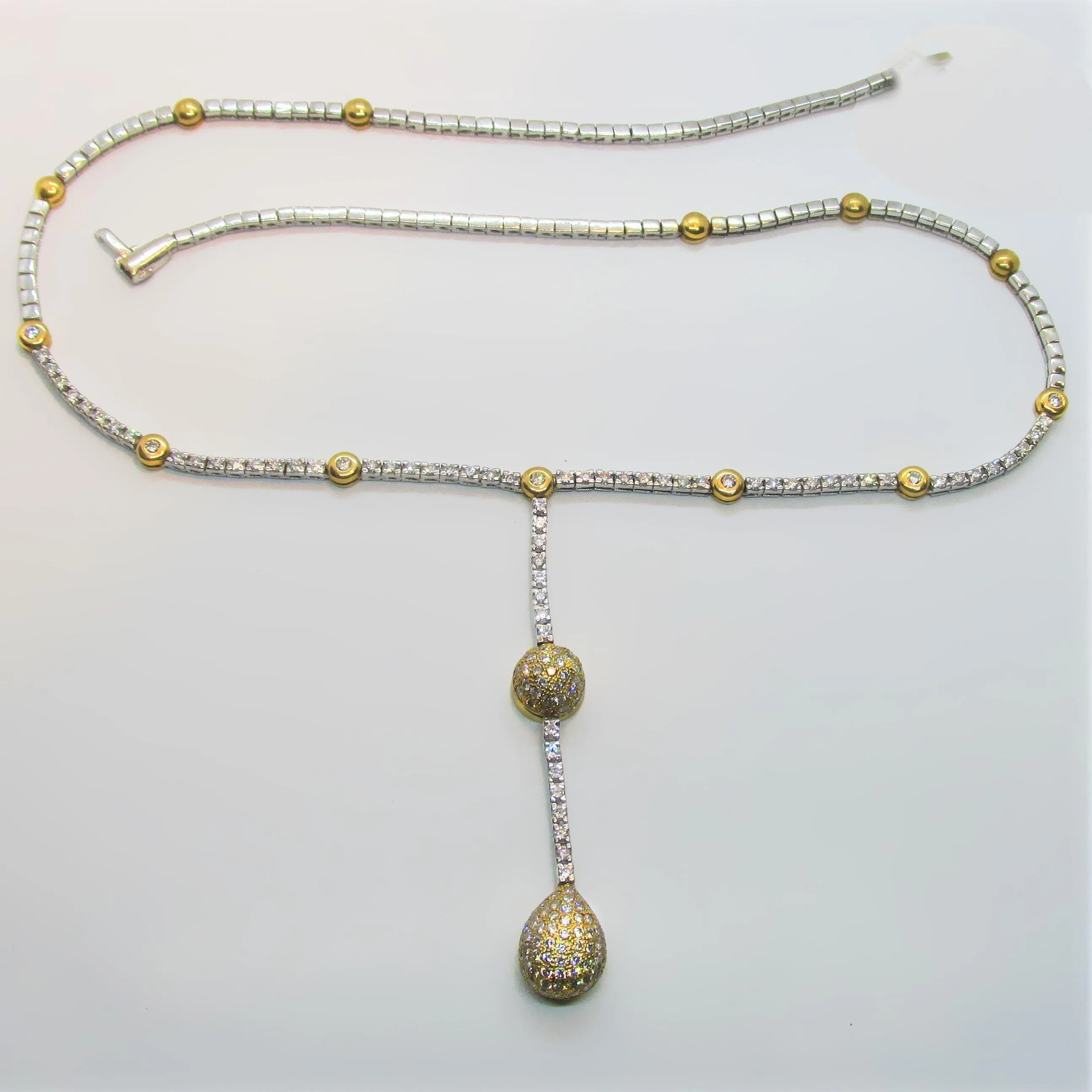 Two Tone Gold Diamond Drop Necklace