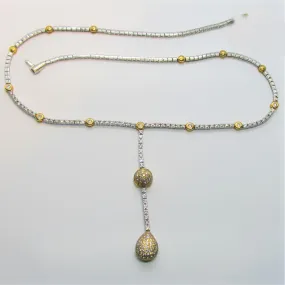 Two Tone Gold Diamond Drop Necklace