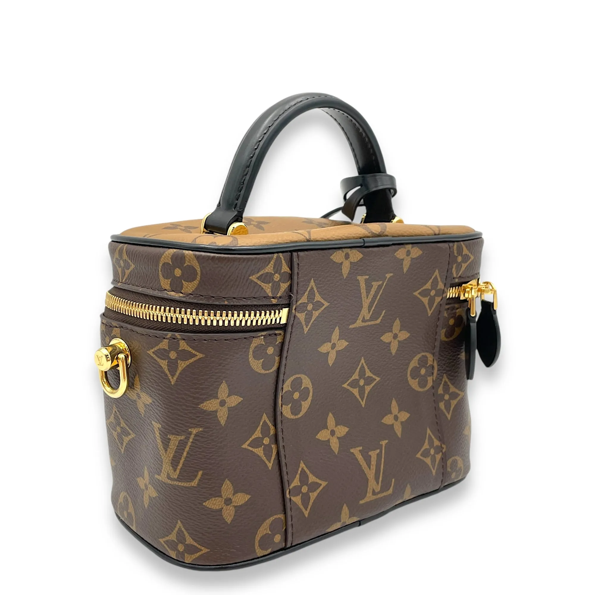 Vanity Crossbody Bag PM Brown in Monogram Coated Canvas, Gold hardware