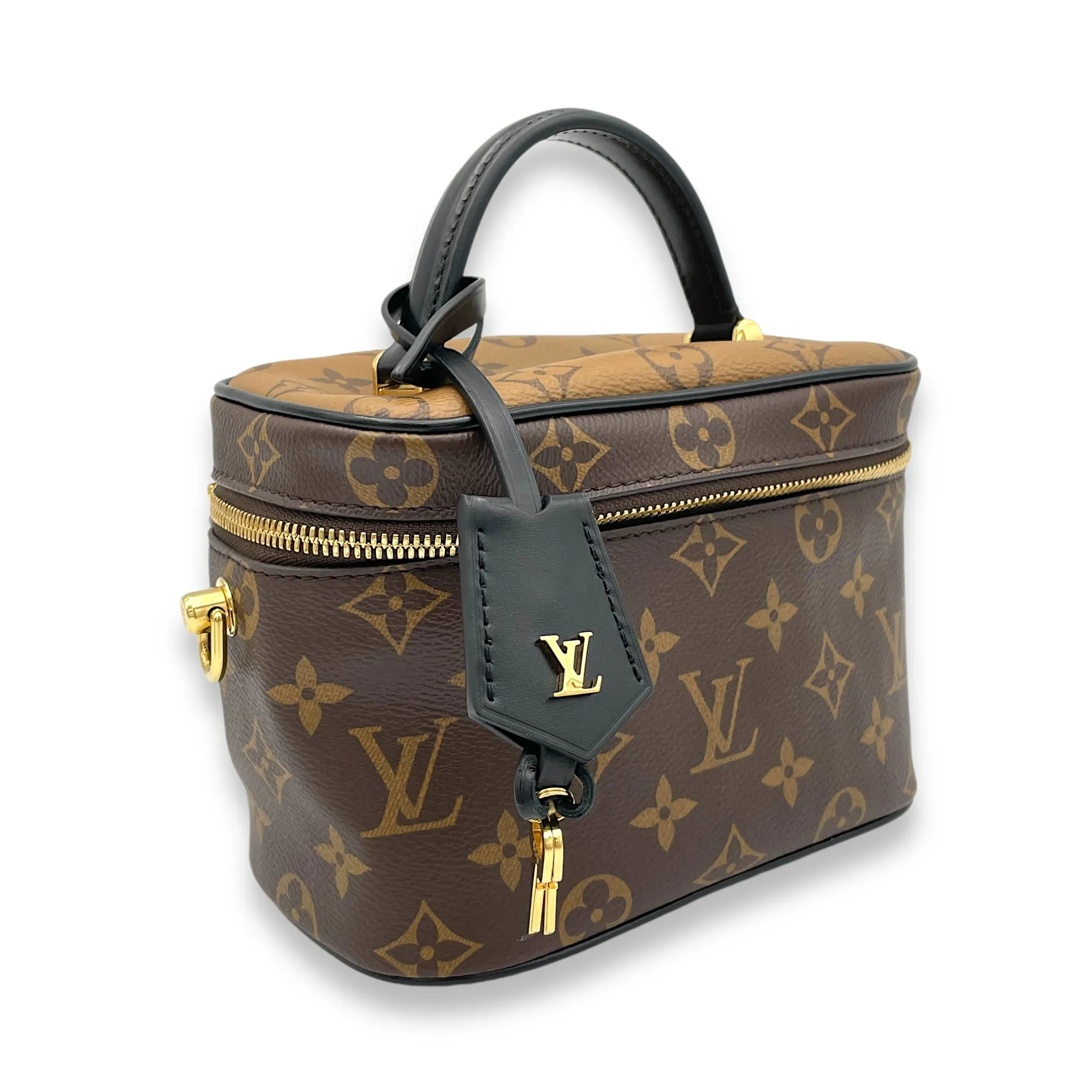 Vanity Crossbody Bag PM Brown in Monogram Coated Canvas, Gold hardware