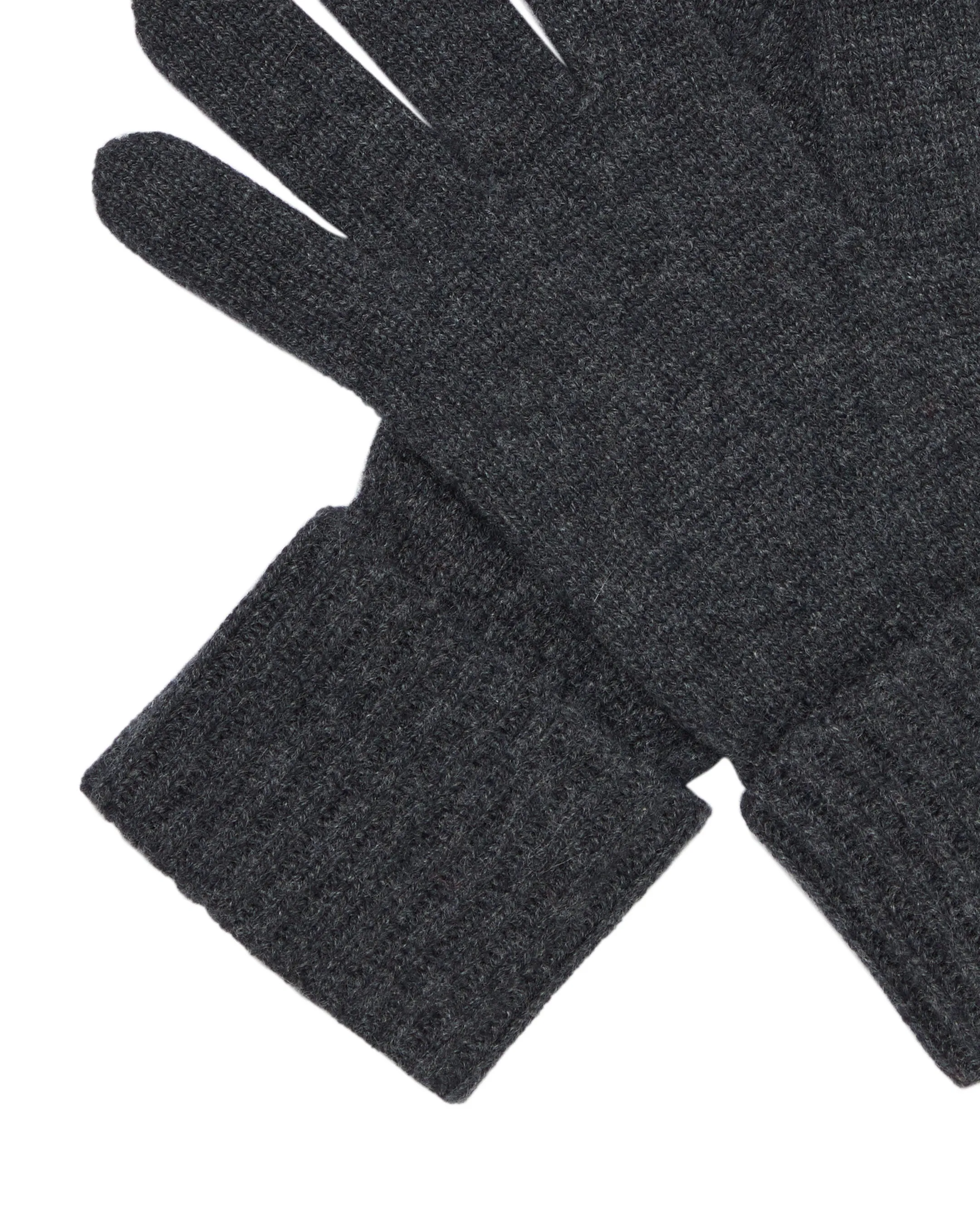 Women's Ribbed Cashmere Gloves Dark Charcoal Grey